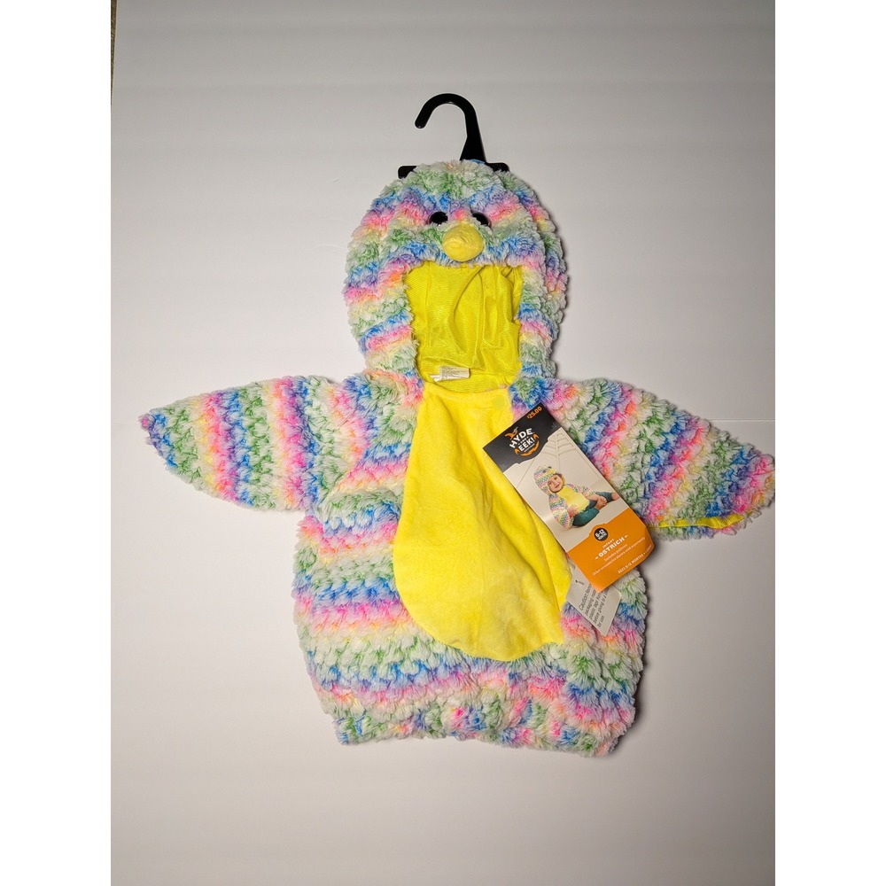 Infant Ostrich Costume Rainbow Faux Fur 6-12 Months NWT